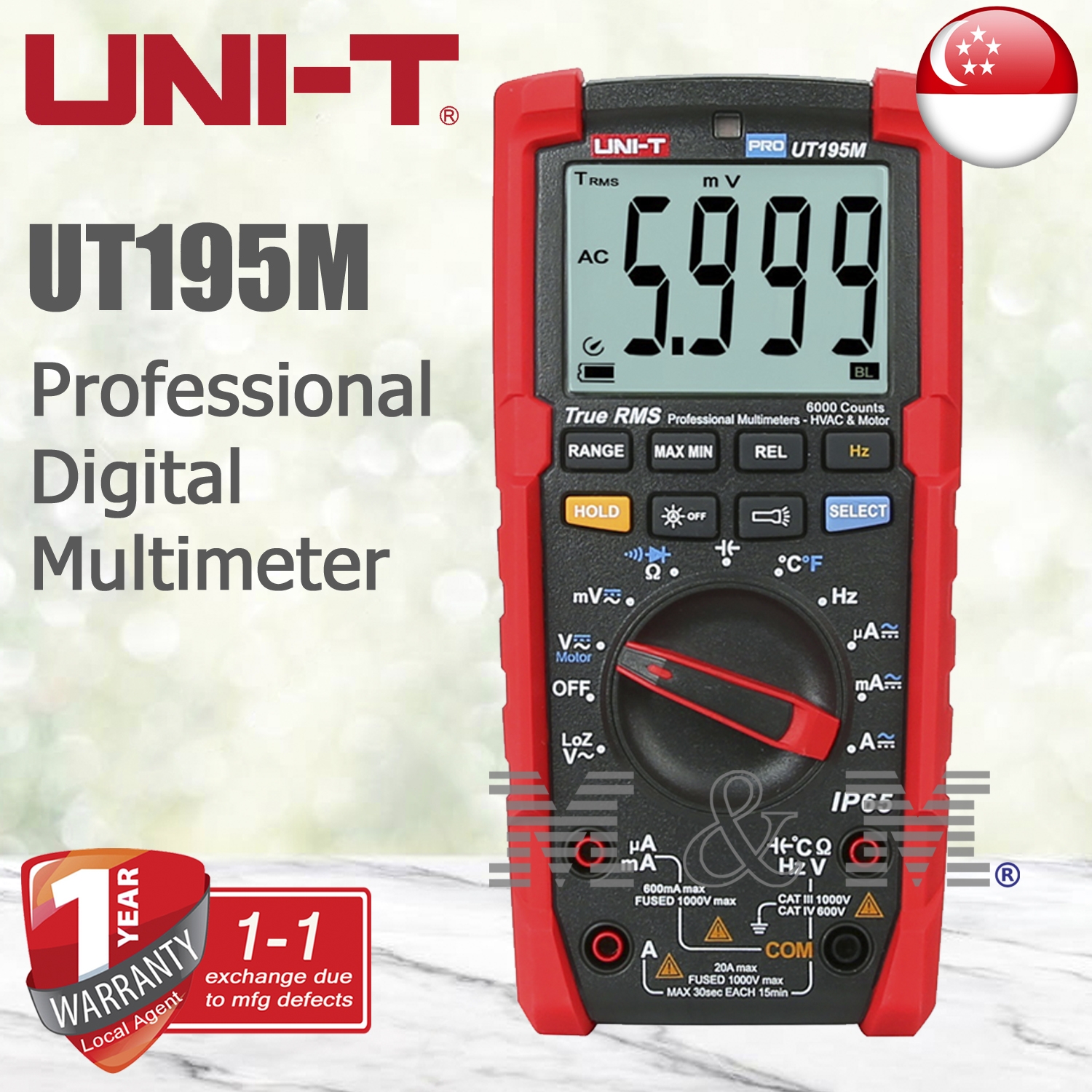 20 A 45/5 kHz 1000 V DC UNI-T UT195DS Serie UT195 Digital-Handmul 20 A 45/5 kHz 1000 V DC UNI-T UT195DS Serie UT195 Digital-Handmul